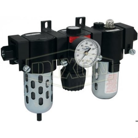 Dixon Wilkerson by Compact Combination Unit with Guard, 1/4 in NPT Port, 36.1 SCFM Flow Rate, Polycarbonat C16-02A